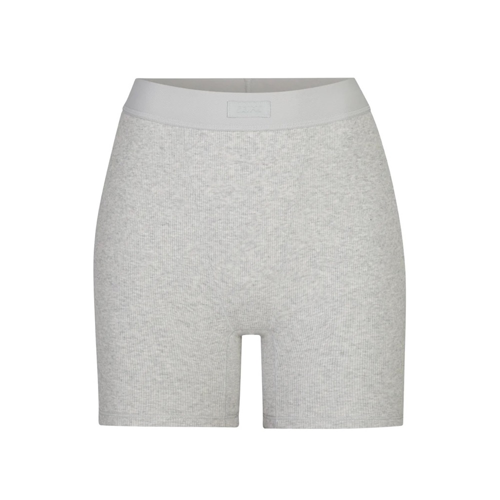 SKIMS Cotton Gray Ribbed Boxers in XS